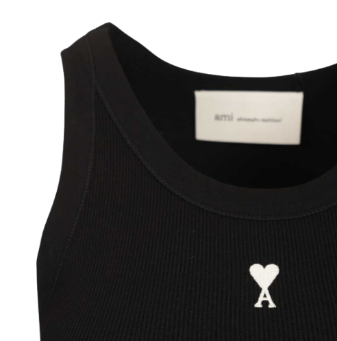 Ami paris ブラックコットン Ami de Coeur タンクトップ