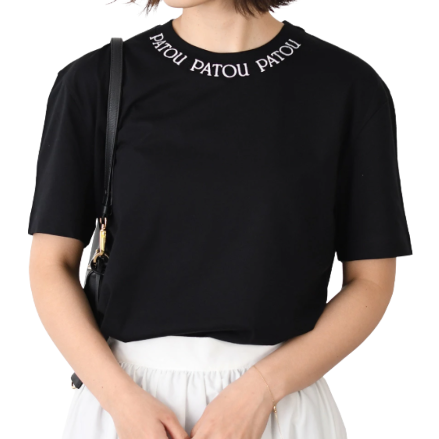 PATOU オーガニックコットン パトゥロゴ エンブロイダリーTシャツ ブラック