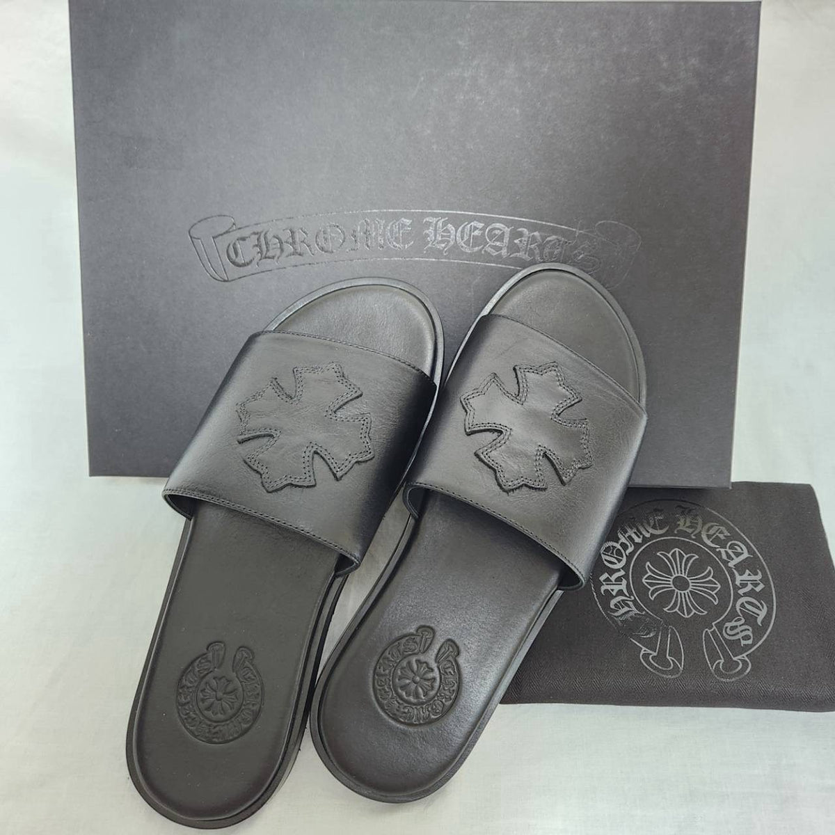 CHROME HEARTS レザーパッチサンダル 39サイズ（25.5cm相当）