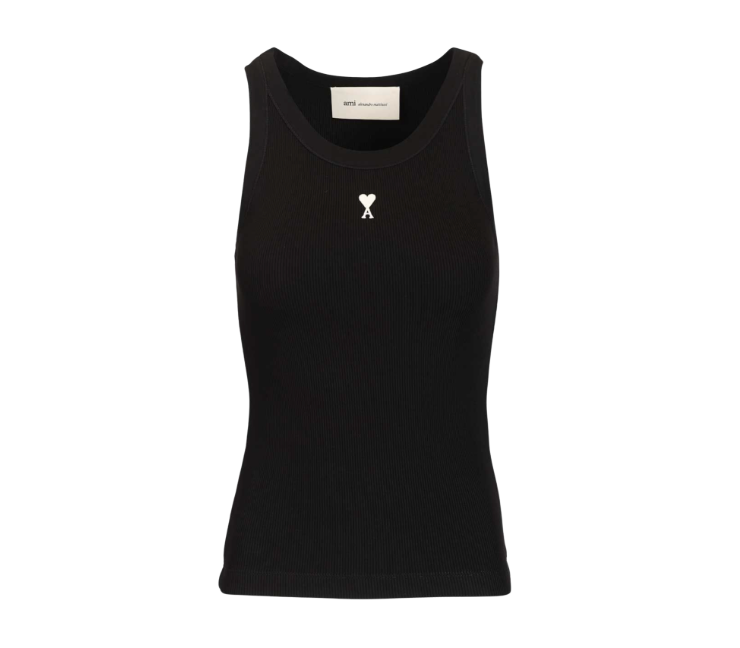 Ami paris ブラックコットン Ami de Coeur タンクトップ