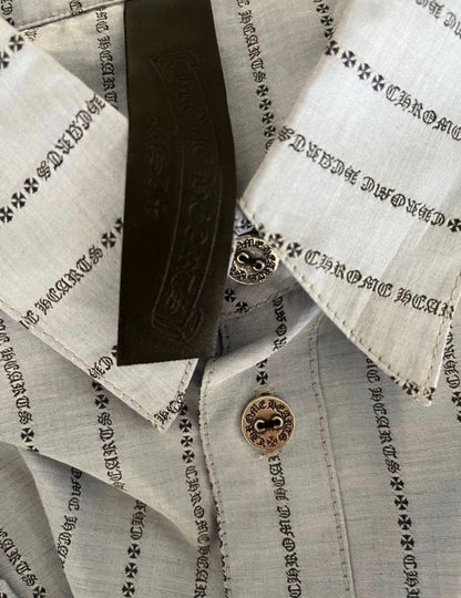 CHROME HEARTS ライトブルー ストライプ 長袖シャツ