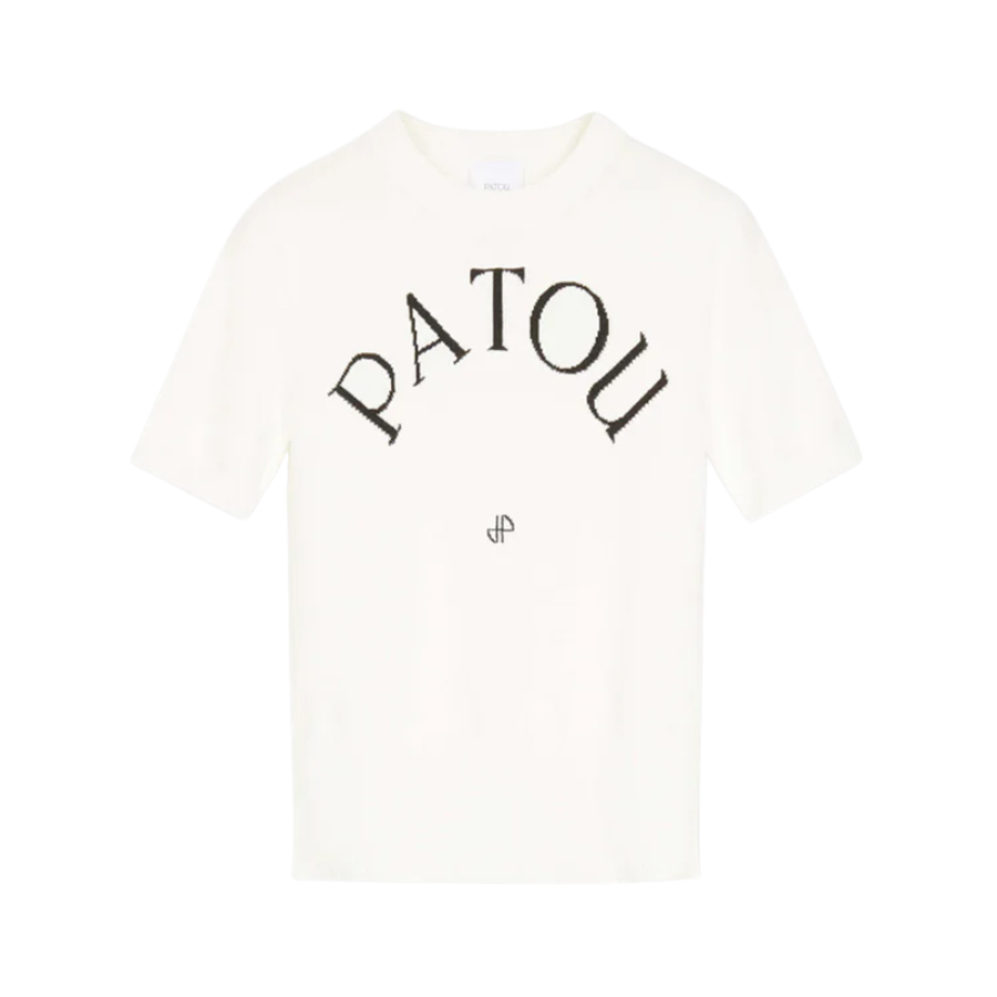 PATOU エコフレンドリーコットンブレンド パトゥ ジャカードニット トップ ホワイト