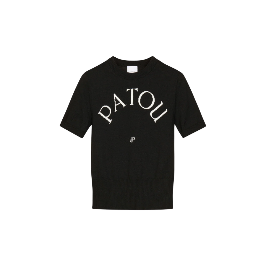 PATOU エコフレンドリーコットンブレンド パトゥ ジャカードニット トップ ブラック