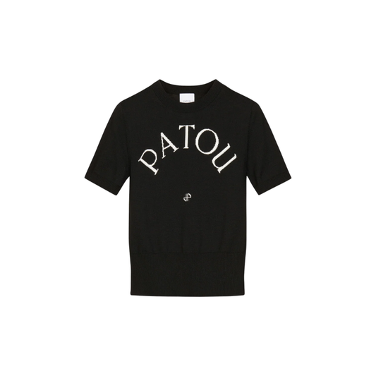 PATOU エコフレンドリーコットンブレンド パトゥ ジャカードニット トップ ブラック