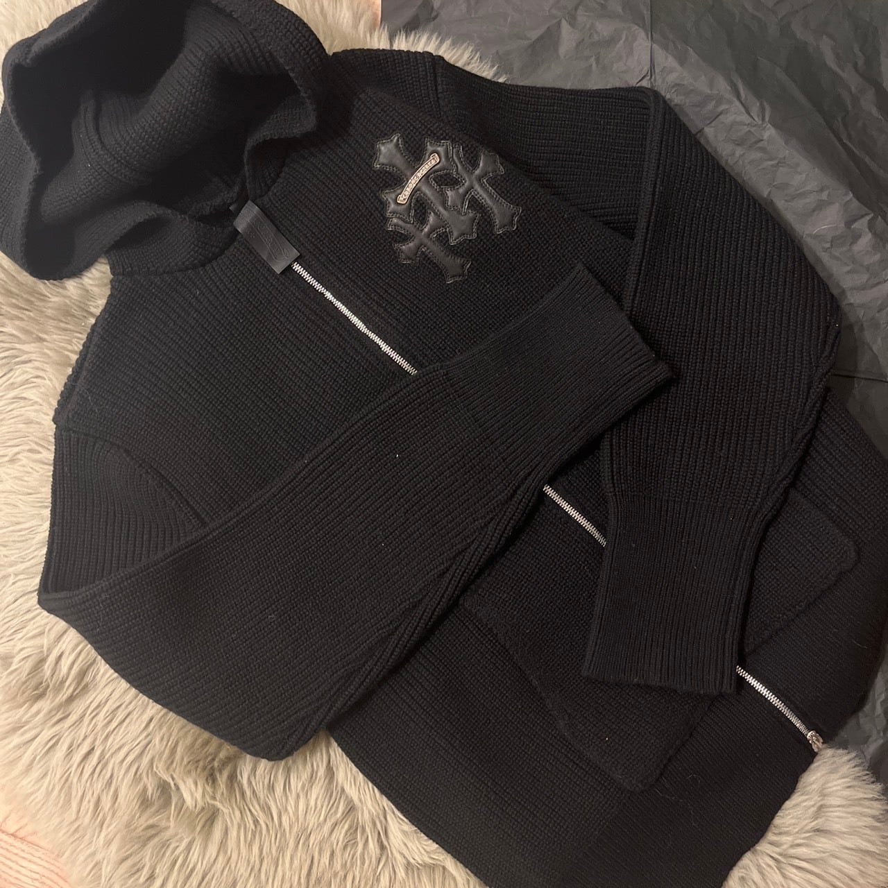 CHROME HEARTS カシミアクロスパッチ付きパーカー Lサイズ