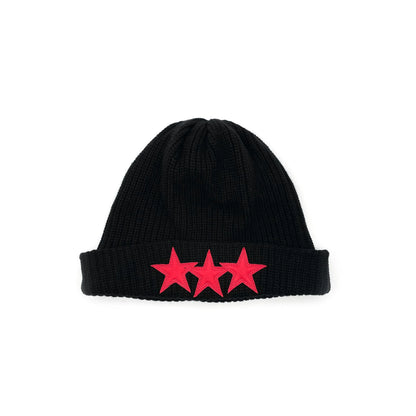 Chrome Hearts ブラックカシミアスターレザーパッチビーニー